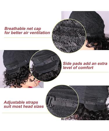 Velicoo 10 Short Kinky Curly Brazilian Human Hair Wig for Black Women - Natural Color - Buy Online on GoSupps.com