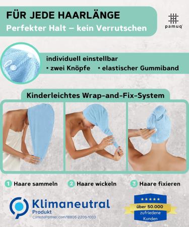 Shop Pamuq 100% Cotton Hair Turban - Light Blue 2 Set | Quick-Drying Button Hair Towel - Buy Online on GoSupps.com