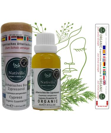 Buy Nativilis Essential Organic Cypress Oil - Antibacterial Antimicrobial & Antifungal for Acne & Varicose Veins - Aromatherapy Benefits International Shipping - Buy Online on GoSupps.com