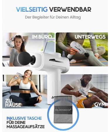 Heroic Massage Gun - 6 Heads 3200 RPM USB-C - Best Muscle Massage Device White - Buy Online on GoSupps.com