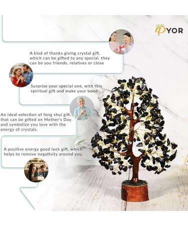 Black Tourmaline Stone Crystal Tree - Feng Shui Gem Tree for Office Desk Decor - Positive Tourmaline Quartz Crystal Gifts - Buy Online on GoSupps.com