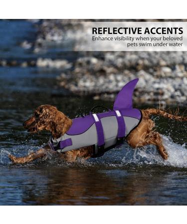 Queenmore Adjustable Dog Life Jacket - High Buoyancy Ripstop Floatation Vest for Small & Medium Dogs (Purple M) - Durable Rescue Handle - Buy Online on GoSupps.com