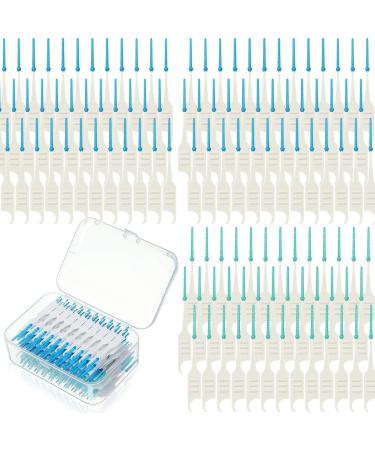 Patelai 200 Pcs Dual-Use Interdental Brushes Soft Silicone Dental Picks Toothpicks Between Teeth Brush Tooth Flossing Brush for Cleaning Orthodontic Wire Toothbrush Clean Tool (Blue Green) 1 Count (Pack of 200) 200