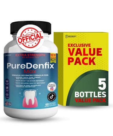 PureDenfix Max Extra Strength Probiotic Supplement with 40 Billion CFU Supports Teeth Gums Ear Nose Throat & Digestive Health 60 Capsules (5)
