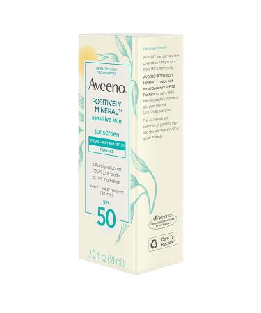 Aveeno Positively Mineral SPF 50 Face Sunscreen, Travel-Size 2 oz (Pack of 2) - Buy Online on GoSupps.com