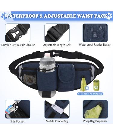 Vobuke Jogging Leash for Dogs - Shock Absorption Adjustable Reflective Belly Belt Car Safety Carabiner - Ideal for Small & Medium Dogs Up to 177lbs - Blue - Buy Online on GoSupps.com