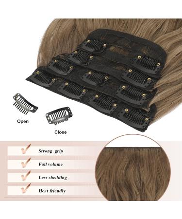 Feshfen 4PC Clip-In Hair Extensions - Synthetic Wavy Hair Golden Brown Mixed 50cm - Perfect for Women! - Buy Online on GoSupps.com