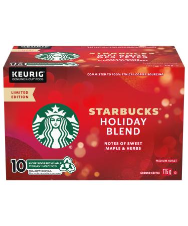 STARBUCKS K-Cup Roast Ground Coffee Holiday Blend Carton 115 g Holiday Blend 10 Count (Pack of 1)