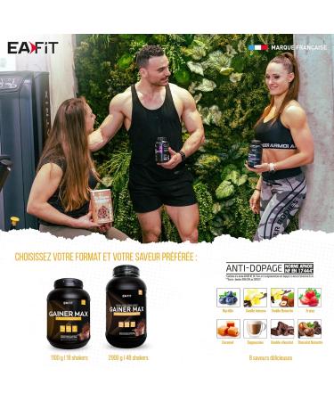 Eafit GAINER MAX 1.1 kg Vanilla Hazelnut Eco Format 6 Pots - Bodybuilding Protein - Whey + Egg - Mass Gain - Mineral Vitamins - 108 Servings - Certified Anti-Doping - Black - 6 x 1.1 kg - Buy Online on GoSupps.com