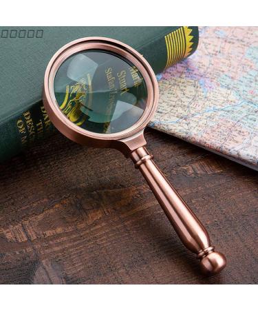 Magnifying Glass 10X Handheld Magnifier Metal Handle Bronze Crafts Reading Magnifying Glass for Kids Science Small Gift - Buy Online on GoSupps.com