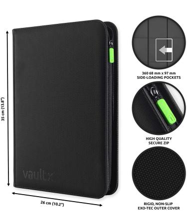 Vault X Premium Exo-Tec Zip Binder - 9 Pocket Trading Card Album - Black - Buy Online on GoSupps.com