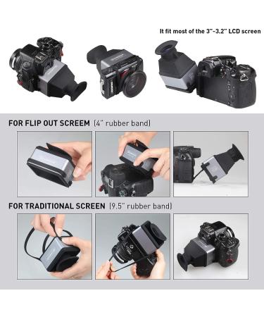 Kamerar CVF-1 Collapsible LCD Viewfinder 3X Magnifier for 3.0-3.2 DSRL Camera Screens | Sunshade Hood for Canon Nikon Sony Pentax DSLR - Buy Online on GoSupps.com