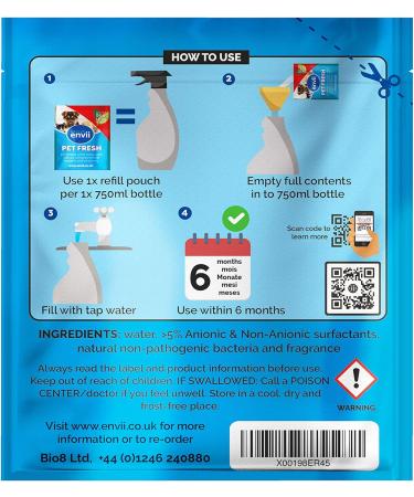 Envii Pet Fresh Refill - Ultimate Pet Urine Odor & Stain Remover for All Surfaces | International Shipping Available - Buy Online on GoSupps.com