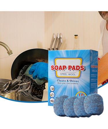 Shakven Steel Wool Soap Pads | Pre-Soaped Cleaner Scrubber for Kitchen Grease Cleaning Brush Steel Wool Soap Pads Brush for Dishes Pots Pans - Buy Online on GoSupps.com