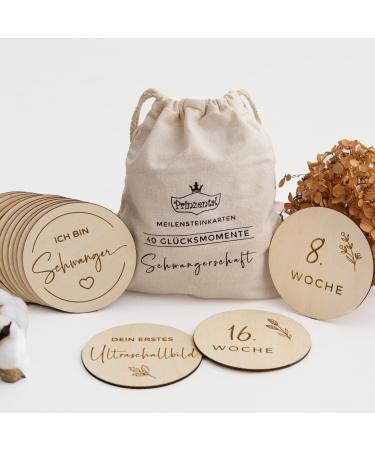 Prinzental 40 milestone cards for pregnancy |Edel engraved wooden panes |Photo cards for 9 months (pregnancy cards German) - Buy Online on GoSupps.com