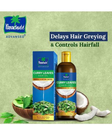 Parachute Advansed Curry Leaves Hair Oil for Hair Fall and Greying Control - with Natural Coconut Oil & Vitamin E - 200ml - Buy Online on GoSupps.com