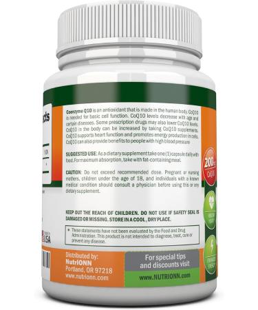 CoQ10 200mg - High Absorption Ubiquinone Capsules | Extra Strength Coenzyme Q10 | 120 Capsules - 4 Month Supply - Buy Online on GoSupps.com