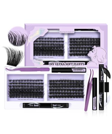 Lash Extension Kit F01 Eyelash Extension Kit 144 PCS Ultralight Eyelash Clusters Lash Clusters Kit 8-18mm DIY Ultra-Soft False Eyelashes at Home with Lash Applicator Tools (Kit F01) Lash Extension Kit 147 Piece Set