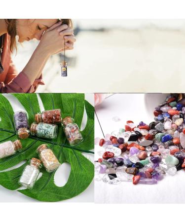 6pc Healing Crystals Gemstone Bottles Set in Wooden Box - Witchcraft Supplies for Reiki, Meditation, and Chakra Balancing - Buy Online on GoSupps.com