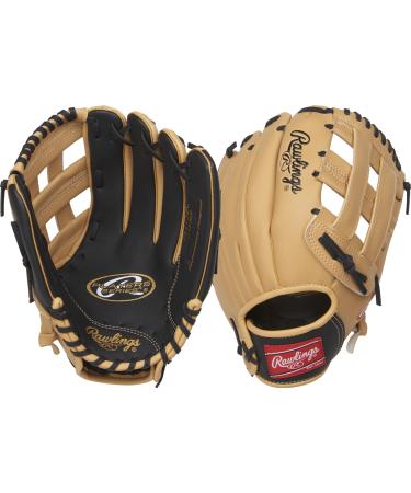 Rawlings | Players Series T-Ball & Youth Baseball Glove | Sizes 9" - 11.5 Right Hand Throw 29.2cm Ages 7-9 Camel/Black