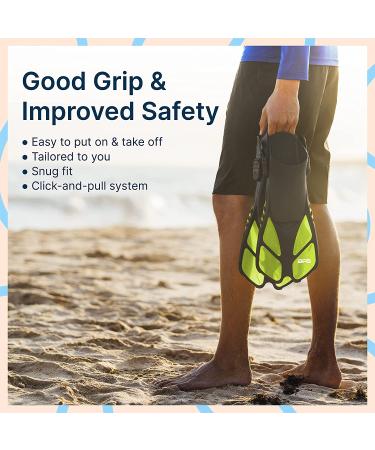 BPS Snorkel Fins - Adjustable Open Heel Swim Flippers for Diving & Snorkeling - Yellow S/M Size - Men Women - Buy Online on GoSupps.com