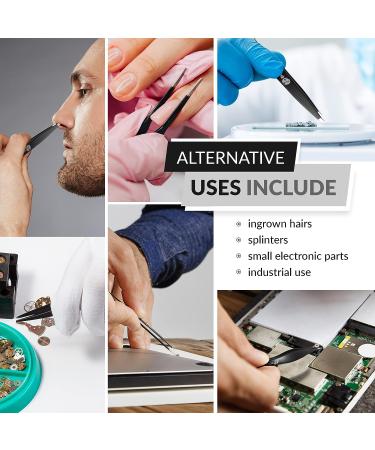 Premium Stainless Steel Slant Tip Tweezers for Women & Men - Fine & Sharp Points - Lab Precision - 1 Pack - Buy Online on GoSupps.com