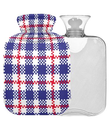 Naanle plaid American hot water bottle with reference transparent bag hot water bottle 1l heat bottle for bed hand feet warmer pain relief warmth and cold therapy