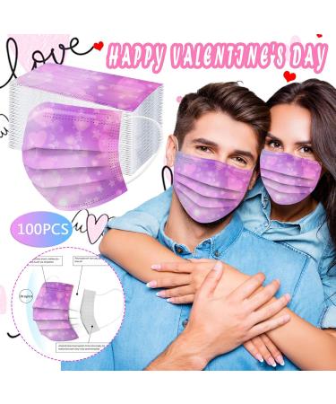 ZQP 100PCS Valentine Theme Printed Disposable_Face_Masks for Adult 3-ply Face Protection Covering with Elastic Earloop and Nose Clip for Outdoor Comfortable & High Filtration &Ventilation - Buy Online on GoSupps.com