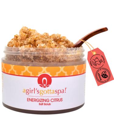 A Girl's Gotta Spa! KP Body Scrub with Dead Sea Salt - Natural Moisturizers for Dry Skin 10 oz with Wooden Spoon