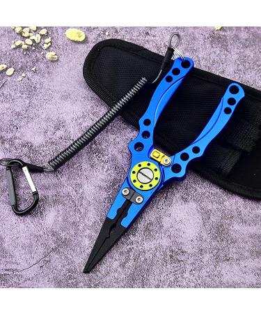 Fishing Pliers Saltwater Braid Cutter | Hook Remover Aluminum Needle Nose Slit Ring Pliers with Sheath and Lanyard | Fishing Gifts for Men (Blue) - Buy Online on GoSupps.com