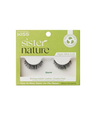 KISS Sister Nature Vegan False Eyelashes 'Storm' 12 mm Includes 1 Pair Of Lash Contact Lens Friendly Easy to Apply Reusable Strip Lashes