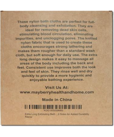 36 Inch Exfoliating Bath Cloth Towel (3 Pack) - Gray, White, Green Nylon - Durable Stitching - Buy Online on GoSupps.com