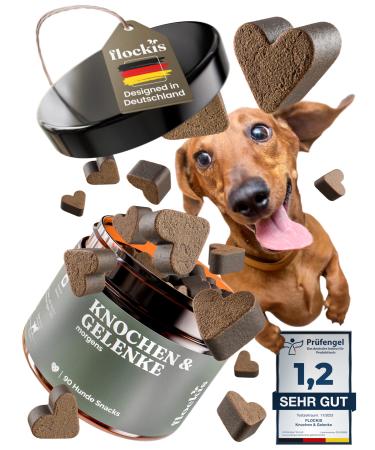 Flockis - 90 bones & joints snacks for dogs (270g) that reject the joint tablets for dogs - with green lip shell dog -green mussel extract for dogs.No more painkillers for dogs