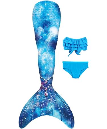 NAITOKE mermaid tail with bikini for girls 3pc without monofin 140 Xsxsr