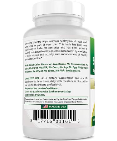 Best Naturals Gymnema Sylvestre Leaf 500mg 120 Capsules - 120 Count Pack - Herbal Supplement for Glucose Metabolism - Buy Online on GoSupps.com