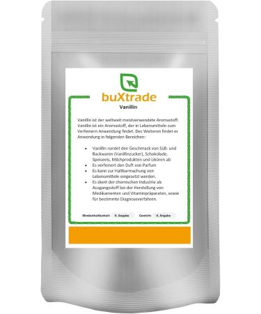 Buxtrade 100% Pure Vanillin - Premium Vanilla Aroma for Baking & Cooking | Available in 100g & Other Sizes - Buy Online on GoSupps.com