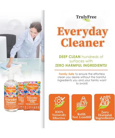 Truly Free Everyday Cleaner - Natural All-Purpose Spray & 2 Refills | Eco-Friendly Household Cleaning Supplies - Buy Online on GoSupps.com