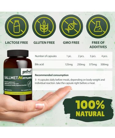 GALLMET Natural 60x Ox Bile Capsules 125mg - Support for Gallstones & Digestive Issues - UK Made - Buy Online on GoSupps.com