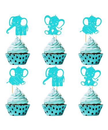 24pcs Blue Elephant Cupcake Toppers It Is A Boy Baby Shower Cupcake Picks Decoration Baby Boy Birthday Party Supplies Blue02