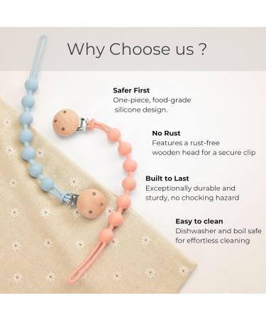 Buy Wesweet BPA-Free Silicone Pacifier Chain | Gift-Ready Baby Pacifier Band for Boys & Girls (Blue + Apricot) - Buy Online on GoSupps.com