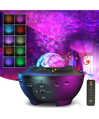 Devan Star Projector Galaxy Light Projector Ocean Wave LED Night Light Lamp with Remote Control Colors Changing Music Bluetooth Speaker Timer for Baby Black
