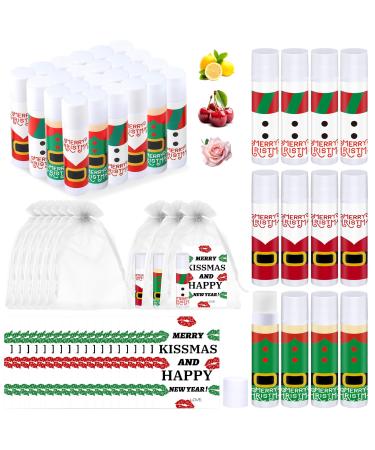 36Sets Christmas Lip Balm Bulk Christmas Lip Balm Set with Cards and Organza Bags Xmas Lips Balms Gift Set for Teens and Adults Xmas Stocking Stuffer Party Supplies Lips Care