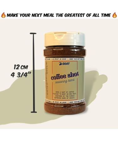Coffee Shot Seasoning Blend & Rub - perfect for beef steak or red meat. Extra-large 225g Shaker. A stunning shot of coffee flavour. An epic seasoning blend. - Buy Online on GoSupps.com