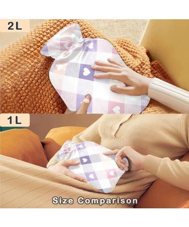 Naanle Hot Water Bottle | Valentine's Day Tartan Plaid | 1L Pain Relief for Back Hands & Feet | Warm & Cold Therapy - Buy Online on GoSupps.com