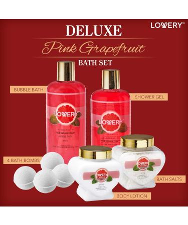 Luxury Birthday Gifts for Her - 30pc Pink Grapefruit Bath & Body Spa Set | Cosmetic Pencils Lip Balm Lotion Perfume & Rose Gold Bag - Buy Online on GoSupps.com
