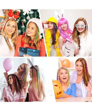 FEBSNOW 47 Tinsel Hair Extension Kit - 2400 Strands, 12 Mixed Colors - Glitter Hair Accessories for Women, Girls - Perfect for Christmas, New Year, Halloween, Cosplay Parties - Buy Online on GoSupps.com