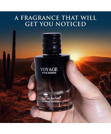 Voyage for Men Eau De Parfum - Sophisticated Male Fragrance Composition of bergamot Pepper Lavender Star Anise & Nutmeg - Base of Peppery & Vanilla - Go-To Daily Scent - Elegant 100ml Bottle - Buy Online on GoSupps.com