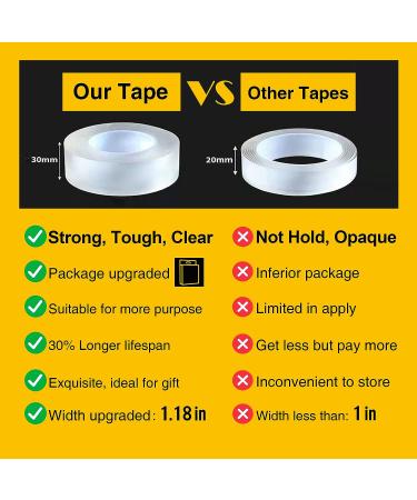 CZoffpro Double Sided Tape Heavy Duty - Clear Mounting Adhesive Tape 1.18 x 40 - Strong Transparent Removable Double Stick Tape for Walls, Pictures, Carpets - Buy Online on GoSupps.com