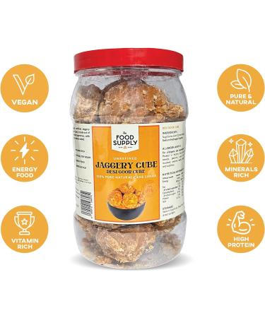 Jaggery Goor (Cane Sugar) 1kg - Natural Sweetner Sugar Alternative - Great Natural Replacement for White Sugar - Unrefiened 1 kg (Pack of 1) - Buy Online on GoSupps.com