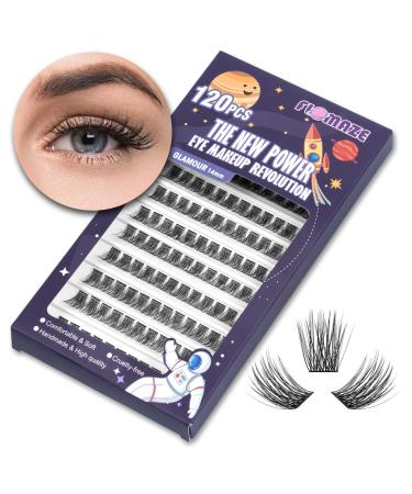 FLOMAZE Lash Clusters 120 Clusters DIY Eyelash Extension Natural Look Lightweight Comfortable Handmade Reusable Individual Lashes False Eyelashes DIY at Home (Glamour-12mm) 12mm Glamour